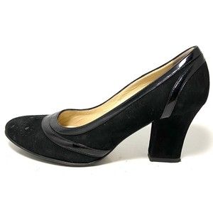 Marvin K Black Suede Pumps With Patent Leather Trim Size 8